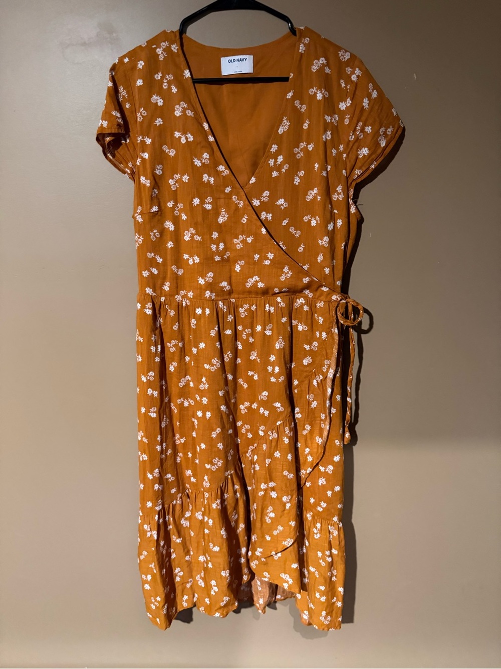 Old Navy Women's Mustard Orange Floral Wrap Dress
